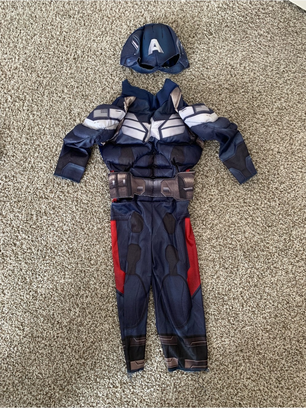 Blue Captain-Inspired Kids Muscle Costume with Mask 2T-3T